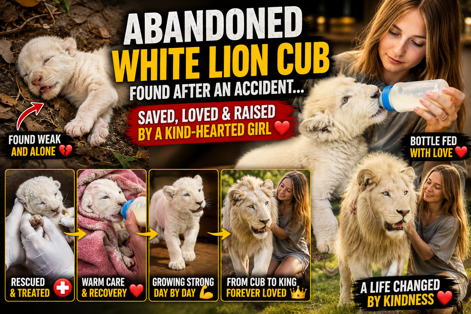 The Inspiring Rescue Journey of an Abandoned White Lion Cub