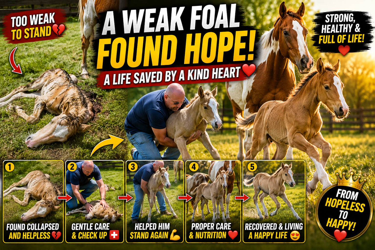 The Inspiring Rescue Journey of a Weak Newborn Foal