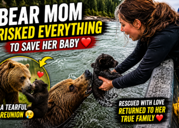 The Mother Bear’s Desperate Swim Through the Flood to Save Her Cub
