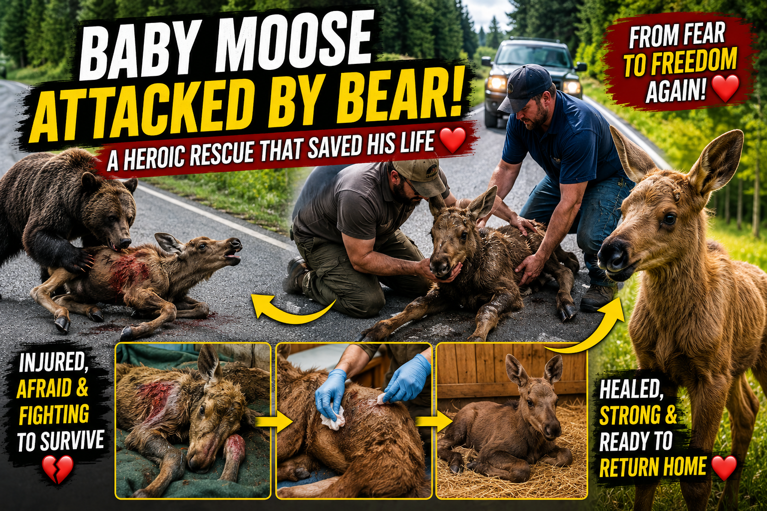 A Brave Rescue: A Baby Moose Saved from a Bear Attack