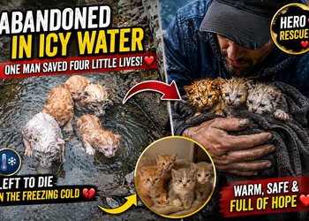 A Man Rescued Four Kittens Abandoned in Freezing Water — A Heartwarming Fight for Survival