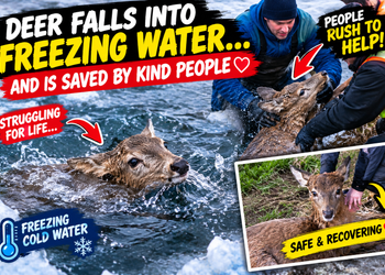 A Deer Trapped in Freezing Water Is Given a Second Chance