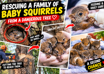The Rescue of a Family of Baby Squirrels — From a Dangerous Tree to a Safe New Home