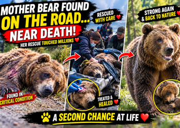A Mother Bear Found Near Death on the Road — The Rescue That Gave Her a Second Chance