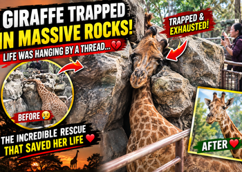 The Heartbreaking Rescue of a Giraffe Trapped Between Massive Rocks