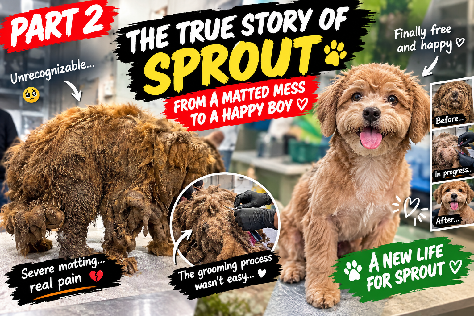 The Dog Who Looked Almost Unrecognizable — Until His Matted Fur Was Finally Removed