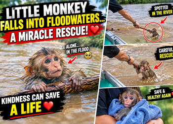 A Baby Monkey Swept Into Floodwaters Gets a Second Chance at Life