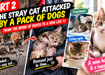 🐱 Part 2: The Stray Cat Attacked by a Pack of Dogs — From the Brink of Death to a New Life