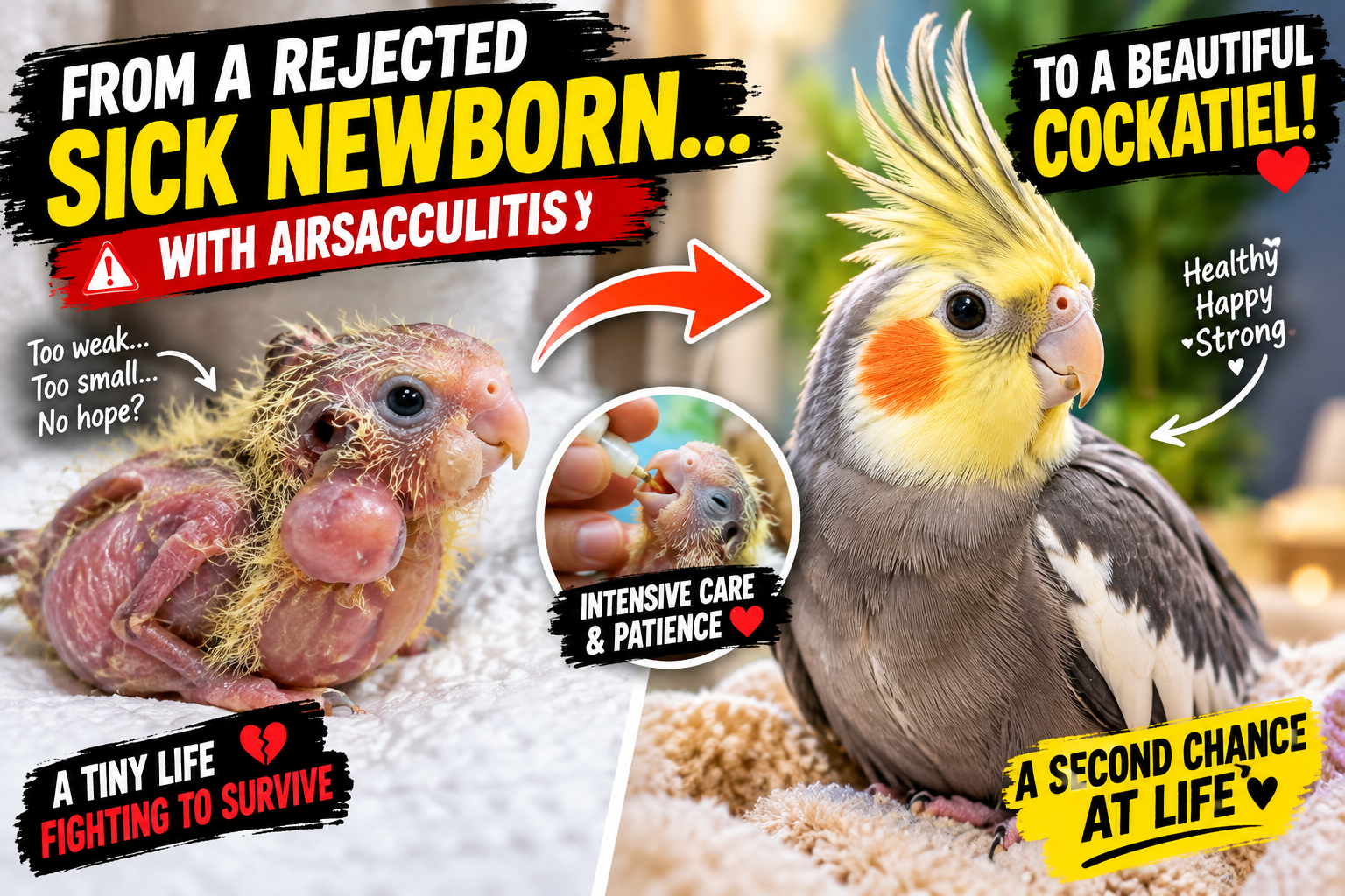 From a Rejected Newborn to a Beautiful Cockatiel: A Remarkable Journey of Recovery