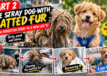 🐕 Part 2: The Stray Dog Covered in Matted Fur — From a Frail Street Dog to a New Life