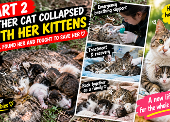 🐱 Part 2: A Mother Cat Found Collapsed Among Her Kittens — The Rescue That Saved an Entire Family