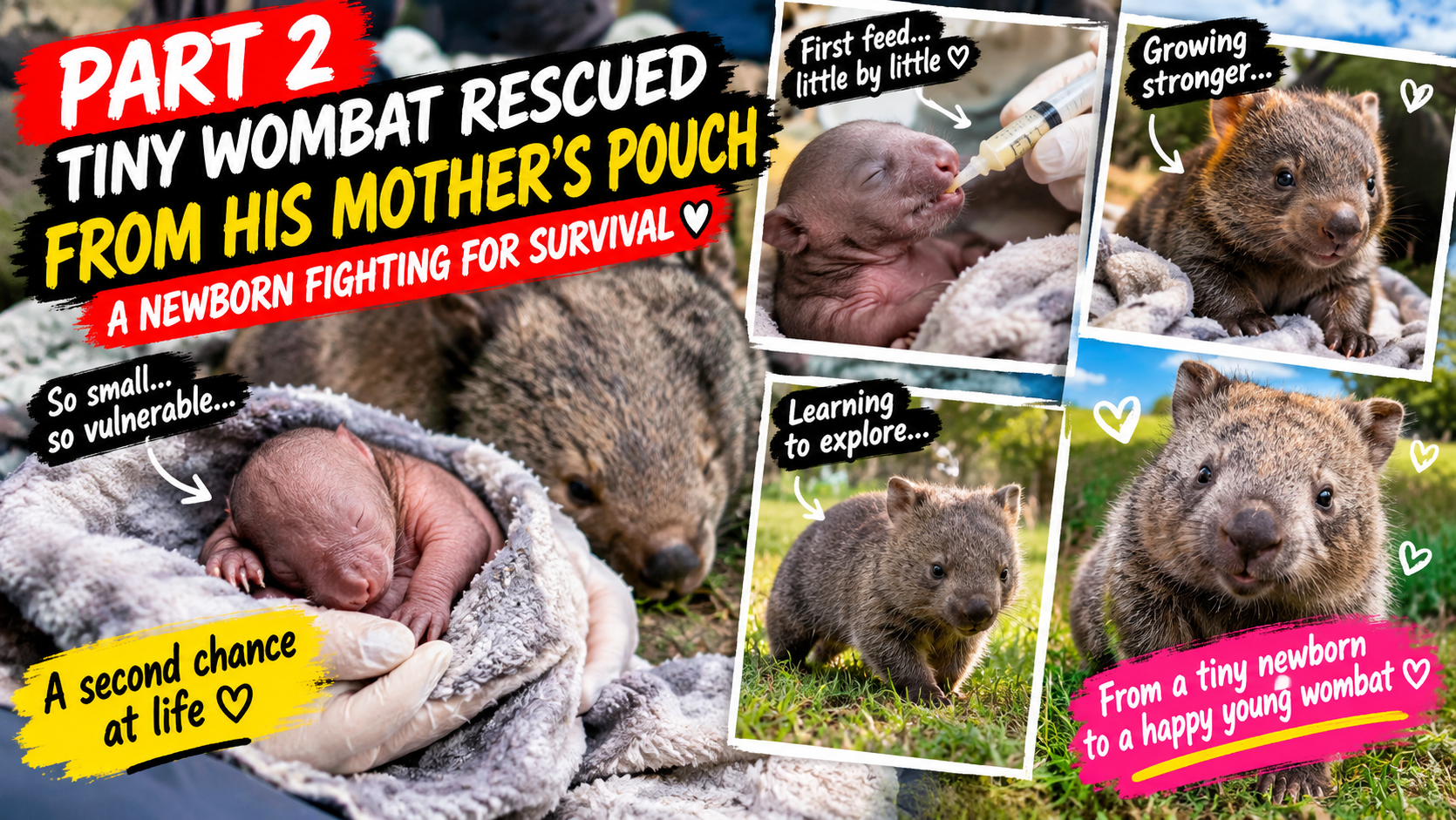 🐾 Part 2: The Tiny Wombat Rescued From His Mother’s Pouch — A Newborn Fighting for Survival