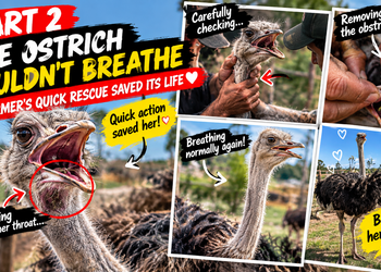 🦤 Part 2: The Ostrich That Couldn’t Breathe Properly — A Farmer’s Quick Rescue Saved Its Life