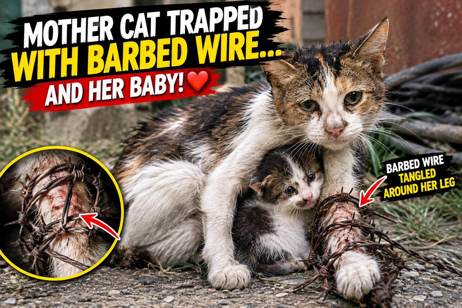 A Mother Cat’s Desperate Struggle — A Rescue Story of a Mother and Her Kitten